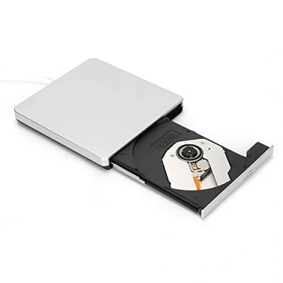 Image of External CD DVD Drive, USB2.0 Portable Optical Drive Rewriter Reader Writer Burner, Support ROM/CD R/CD RW/DVD ROM SL/DVD R/DVD RW/DVD+R/DVD+RW/DVD+R DL for Laptop Desktop Pc Plug and Play(Silver)