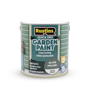 Image of RUSTINS GAPSM2500 Quick Dry Garden Paint Silver Mound 2.5L