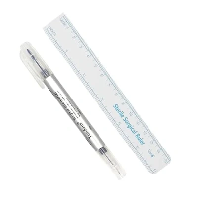Image of Tattoo Pen Permanent &amp; Microblading Ruler, Skin Marker for Eyebrows (Double Nib)