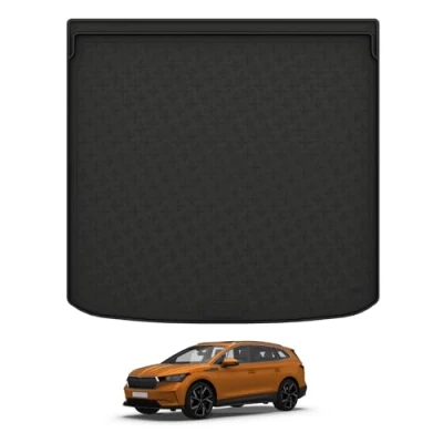 Image of TRAVALL Boot Liner for Skoda Enyaq iv (2020+) [Upper Boot] Premium Tailored Fit Car Floor Mat Waterproof CargoMat Black Rubber Guard Dog Friendly All Weather Protector Custom Accessory