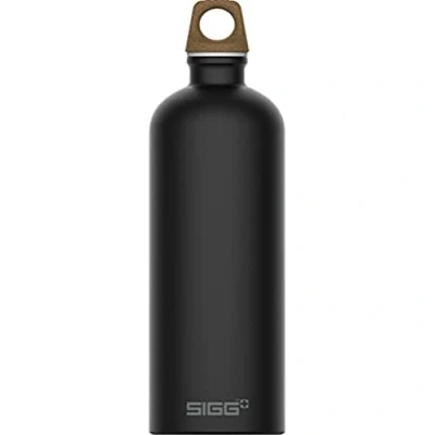 Image of Sigg Aluminium Water Bottle Traveller MyPlanet Black Climate Neutral Certified Suitable For Carbonated Beverages Leakproof Lightweight BPA Free