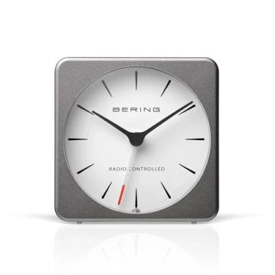 Image of BERING Alarm Clock Simple and Modern Nordic Design Grey White Runs Particularly Quietly 66 mm in Diameter 91066 74S