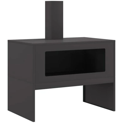 Image of vidaXL Fire Pit with Chimney Black 80x50x96 cm Steel