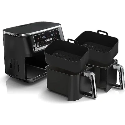 Image of Silicone Air Fryer Liners for Ninja Dual Pack of 2, Airfryer Accessories Reusable Liner
