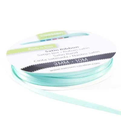 Image of Vaessen Creative Satin Ribbon, Aqua, 3mm x 10m, Elegant Shine for Card Making, Scrapbooks, Gift Wrapping and Other Craft Projects, 3 mm