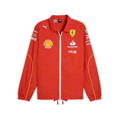 Image of PUMA Scuderia Ferrari Men&#039;s 2024 Team Coach Jacket Burnt Red Size: Small