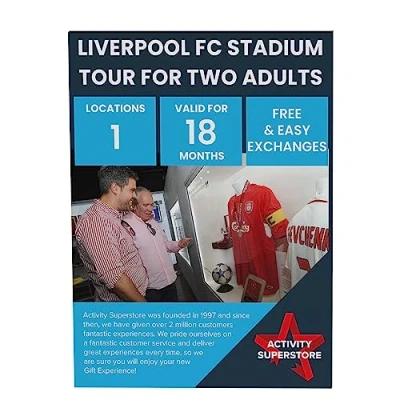 Image of Activity Superstore Liverpool FC Stadium Tour for Two Adults Gift Experience Voucher, Days, Football Gifts, Gifts him, Retirement