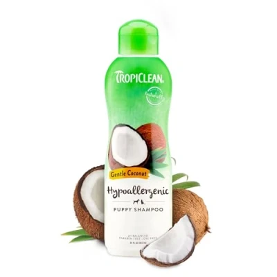 Image of TropiClean Dog Shampoo Grooming Supplies Hypoallergenic Puppy &amp; Kitten Gentle Cleansing for Sensitive Skin Derived from Natural Ingredients Used by Groomers Coconut, 355ml