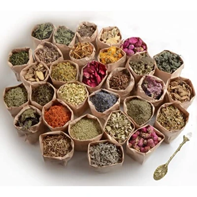 Image of Dried Herbs for Witchcraft Supplies and Tools Protection Herbal Magic Wiccan Spells 30 Wicca Altar with Crystal Spoon