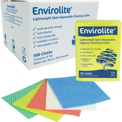 Image of EcoTech ELF50R Envirolite Folded Cleaning Cloth, Large, Red (pack of 50)
