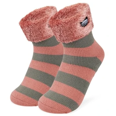 Image of CityComfort Slipper Socks Women Teenagers Fluffy Non Slip Warm Fleece One Size Lounge Wear Gifts for (Dusky Pink)