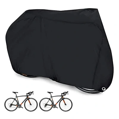 Image of Carkio Waterproof Bicycle Cover, Bike Covers For Outside Storage 2 Bikes, Outdoor Cover Anti Rust Rain Sun UV Dust Wind Proof With Lock Hole Mountain Road Electric Heavy Duty Bikes