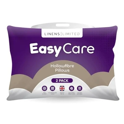Image of Linens Limited Soft Pillows, Easy Care, and Firm with Orthopedic Support, Hypoallergenic Polypropylene Hollowfibre, Machine Washable (White) (2 Count (Pack of 1))