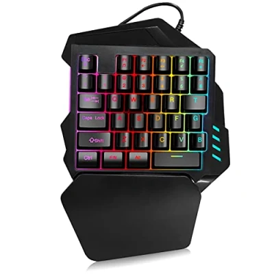 Image of One Handed Membrane Gaming Keyboard, 5 Multi media Keys Single Hand Keyboard 35 Mini with FN Ideal for Left User