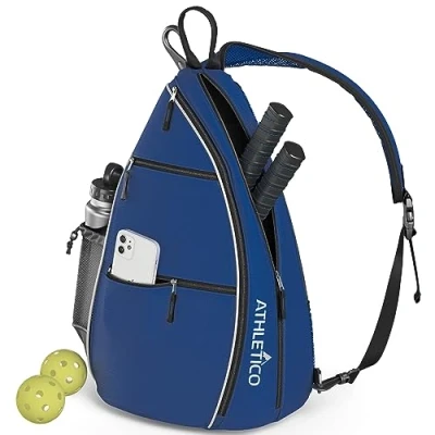 Image of Athletico Sling Bag Crossbody Backpack for Pickleball, Tennis, Racketball, and Travel Men Women (Blue)