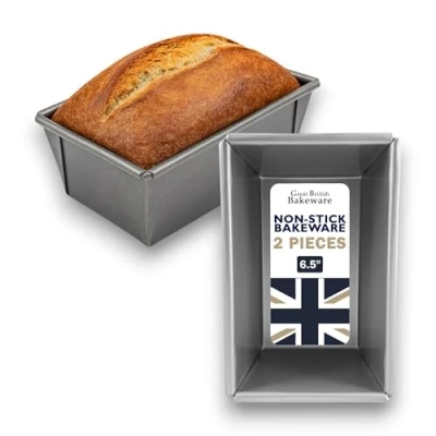 Image of Samuel Groves 1Lb Traditional Farmhouse Loaf Tin Non Stick Coated Bread Pan Twin Tray Set PFOA and BPA Free Made in England (2, 1LB)