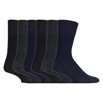 Image of Gentle Grip Sock Shop 6 Pairs Mens Loose Soft Top Non Elastic Bamboo Socks (6 11 UK, SOMRM02)