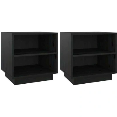 Image of vidaXL Bedside Cabinets 2 pcs Black 40x34x40 cm Solid Wood Pine