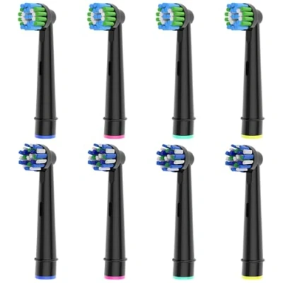 Image of 8pcs Toothbrush Heads Compatible with Oral B Electric Toothbrush, 4pcs Precision Clean and Cross Brush Heads, Black