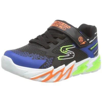 Image of Skechers Flexglow BOLT Trainers Black/red/orange/yellow for kids, Size: 2, Textile/synthetics