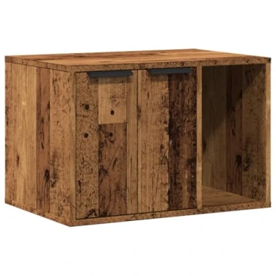Image of vidaXL Cat Litter Box Enclosure House Old Wood Engineered Multifunctional House/Side Table 60x40x40cm