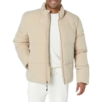 Image of Amazon Essentials Men&#039;s Mock Neck Puffer (Available in Big &amp; Tall), Tan, XL