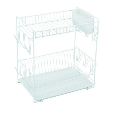 Image of Sauvic Plastic Coated Dish Rack, White, Large