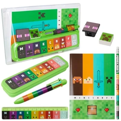 Image of Minecraft Filled Pencil Case and Stationery Set for Kids, School Supplies Gifts Boys (Green/Multi)
