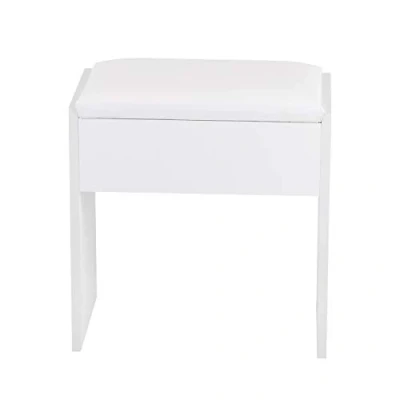Image of Dressing Table Stool, Padded Bench Wooden Vanity Chair Piano Stool White, 40x43x23.5cm