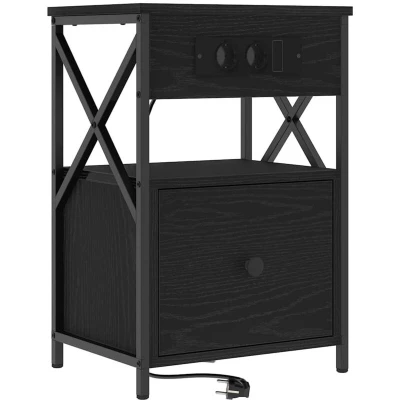 Image of Bedside Cabinet Black oak 40 x 31 60 cm Engineered wood Vidaxl