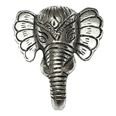 Image of ETHNICITI Elephant Head Silver Metal Vintage Knob Pull Handle Drawer Cupboard Cabinet