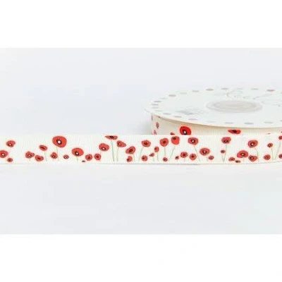 Image of Poppy Grosgrain Ribbon 16mm or 22mm x 1 Metre (16mm, Antique White)
