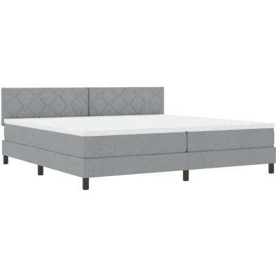 Image of Box Spring Bed with Mattress Light Grey 200x200 cm Fabric Vidaxl
