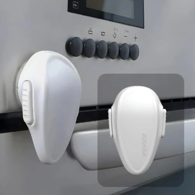 Image of Child Safety Oven Door Lock, Heat Resistant 3M Adhesive Easy to Install, Lock for Childproofing (1 x White)