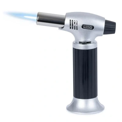 Image of LIVIVO Kitchen Baking Blow Torch Refillable Gas Butane Blowtorch Lighter Kit for Cooking, Baking, Crème Brûlée, Meringue, BBQ, Catering Chef, Culinary Adjustable Flame