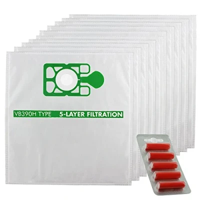 Image of SPARES2GO Cloth Hoover Bags compatible with Numatic Henry Hetty Vacuum Cleaners (Pack of 10 + 5 Fresheners)