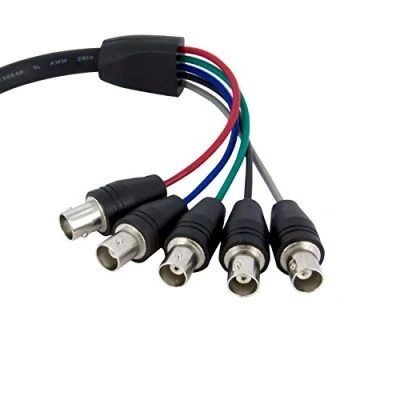 Image of StarTech.com VGABNCMF1 1 ft (0.3 m) VGA to BNC Cable, HD15 5 BNC, Male/Female, Cable