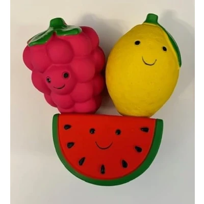 Image of Surrey Feed Latex Dog Toys Fruit (Pack of 3) Raspberry/Watermelon/Lemon