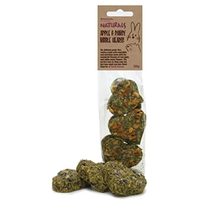 Image of Rosewood Naturals Apple &amp; Pansy Nibble Hearts, Rabbit Treats Small Animal Treats, 120g