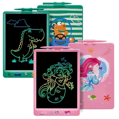 Image of DYNASONIC (Pack of 2 DYNA PM Dinosaur + Mermaid) 10 Inch Color LCD Writing Tablet for Kids Magnetic Drawing Board Educational Toy Gift