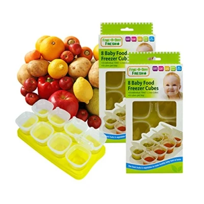Image of Baby Weaning Food Pots Freezer Tubs Stacking Tray Cubes Containers BPA Free for Storing Mashed Food, Formula, Snacks, Breast Milk &amp; Fresh Pack of 2