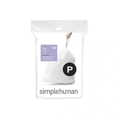 Image of simplehuman CW0175 code P Custom Fit Bin Liners, White Plastic (Pack of 20 Liners)