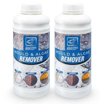 Image of TDBS Algae &amp; Mould Remover Patio Cleaner 2 Litre Concentrated Solution Fluid Path for Cleaning Green and Decking (SOLUTION PACK OF 2)