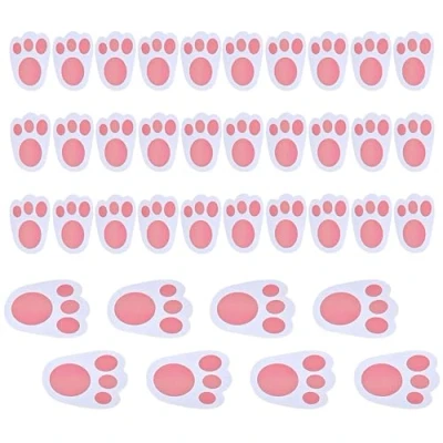 Image of 30PCs Easter Bunny Feet Footprints, Large Feet, Egg Hunt Rabbit Paw Prints, Accessories and Games, Size: 20cm