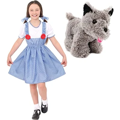 Image of Childs Kansas Girl Costume Large Blue Gingham Dress