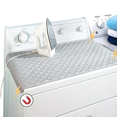 Image of Ruibo Magnetic Ironing Mat Blanket,Iron Board Alternative Cover/Quilted Washer Dryer Heat Resistant Pad/Portable Cover/Mat Grey 33&quot;X 18&quot;