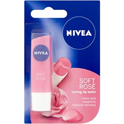 Image of Nivea Caring Lip Balm, 4.8 g, Soft Rose, Pack of 12