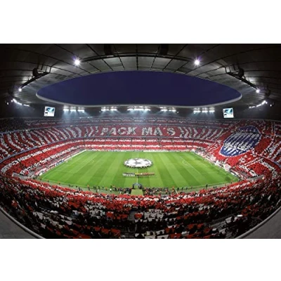 Image of A.S. Création Photo Wallpaper FC Bayern Stadium in Red, Green and Grey Wall for Different Rooms Non Woven Mural XXL 366 x 254 cm