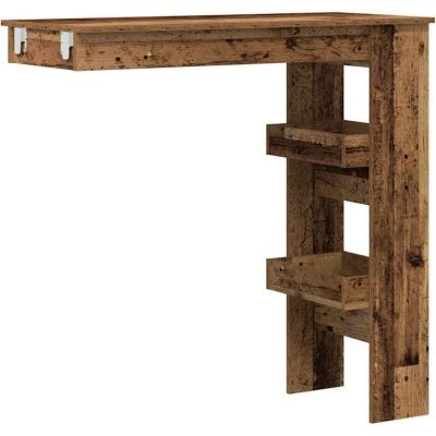 Image of vidaXL wall bar table old wood 102x45x103.5cm modern engineered high top dining versatile kitchen/living room furniture with storage compartments