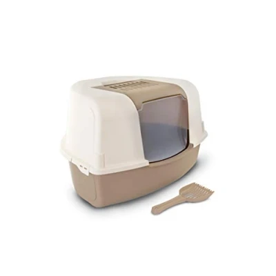 Image of Rosewood Ariel Corner Cat Toilet, Litter Tray, Mocha, Extra Large